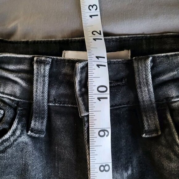 Flying Monkey Jeans Womens Size 25 High Rise Charcoal Black Distressed Stretchy - Picture 6 of 9